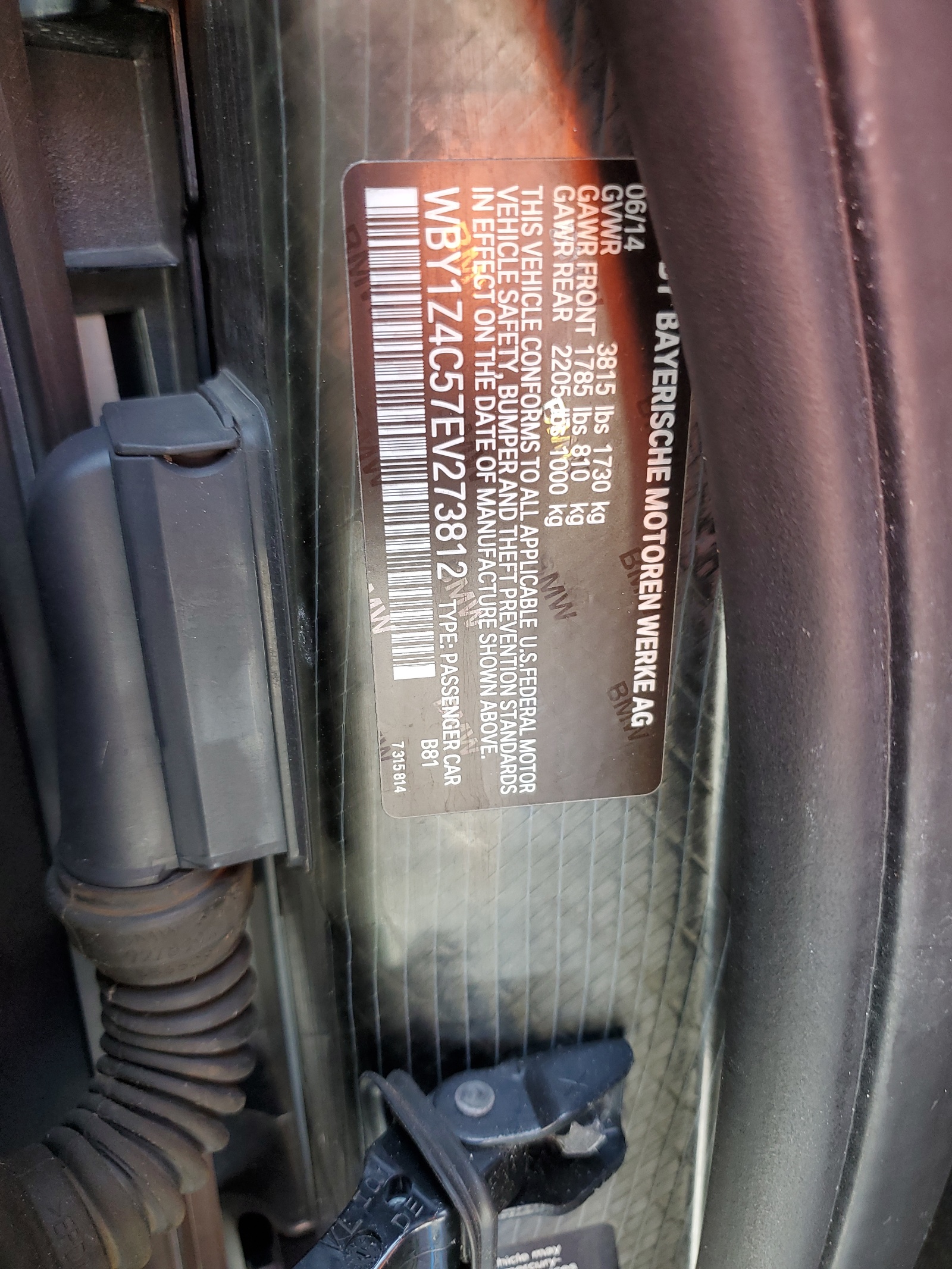 WBY1Z4C57EV273812 2014 BMW I3 Rex