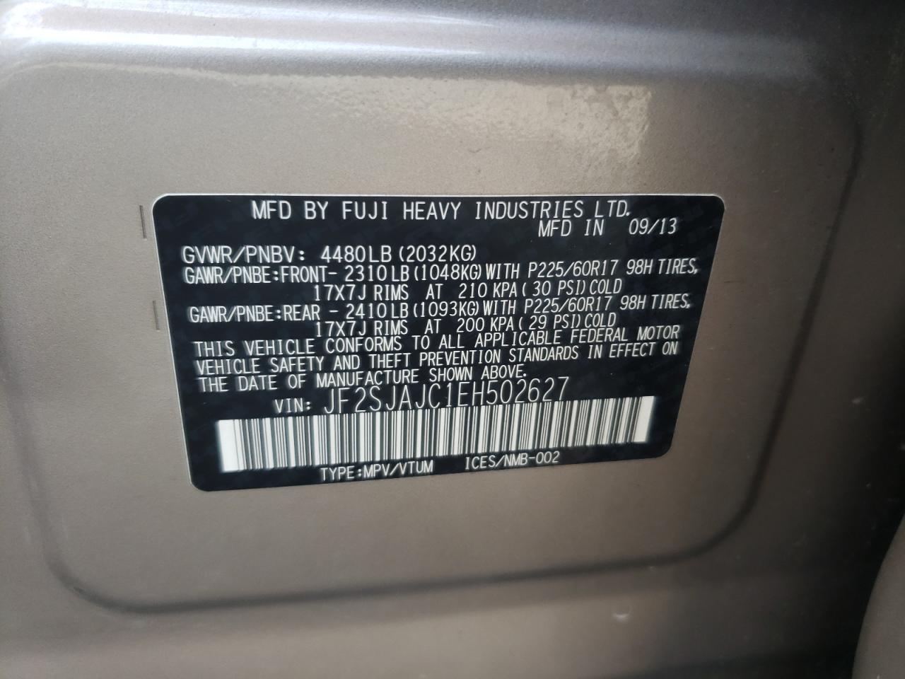 2014 Subaru Forester 2.5I Limited VIN: JF2SJAJC1EH502627 Lot: 64844544