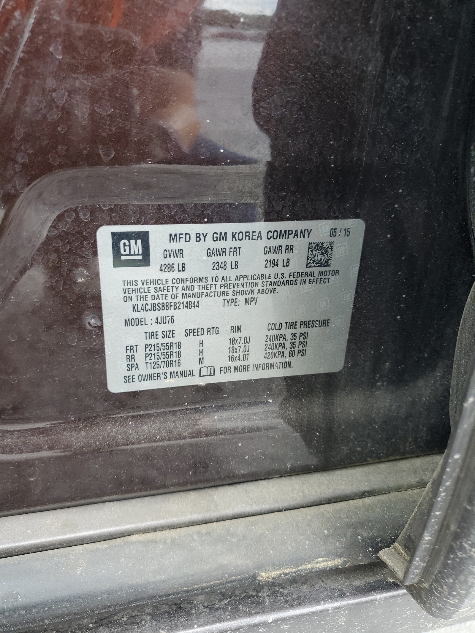 KL4CJBSB8FB214844 2015 Buick Encore Convenience