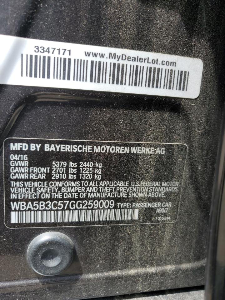 2016 BMW 535 Xi VIN: WBA5B3C57GG259009 Lot: 63445694