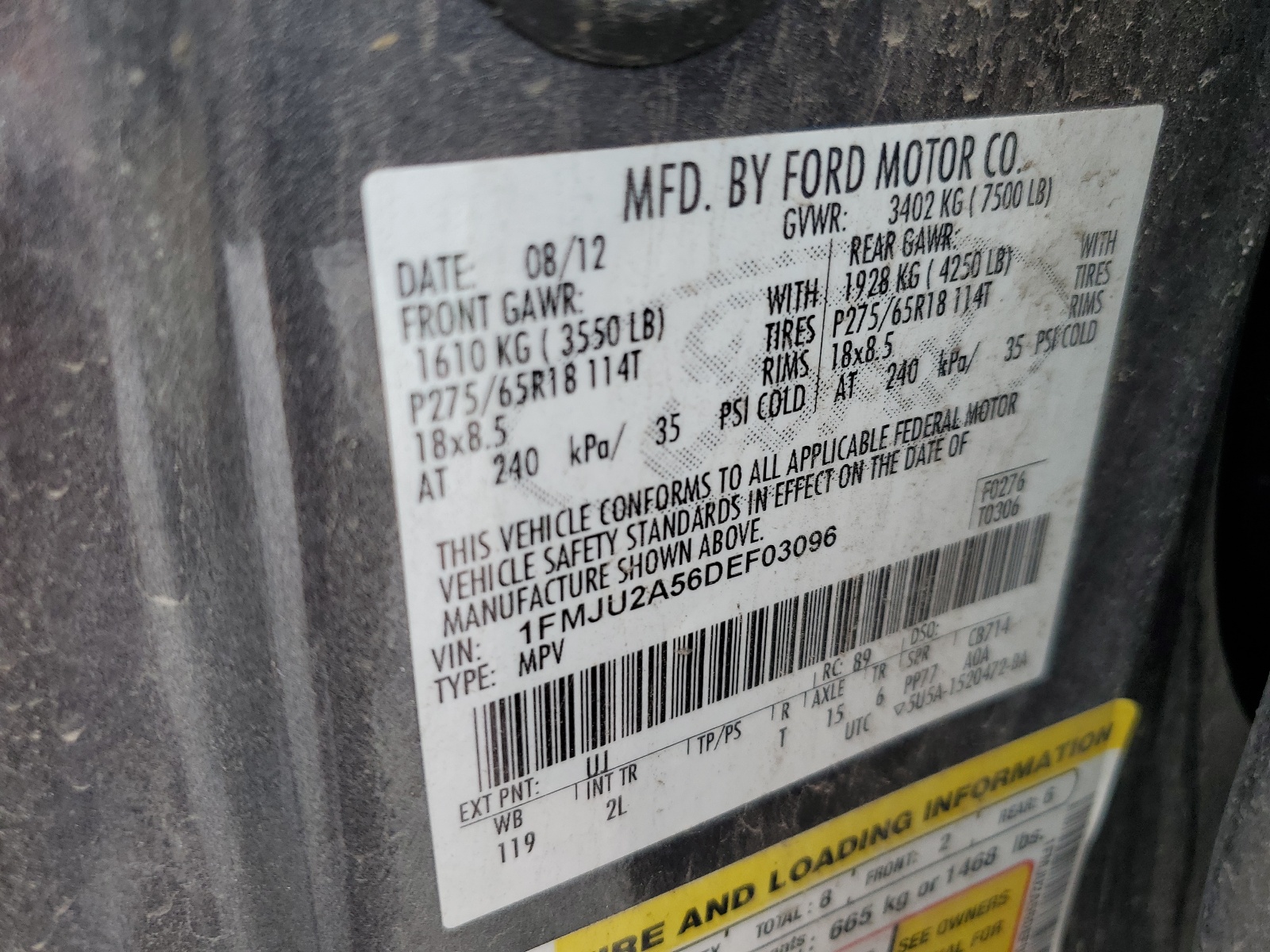 1FMJU2A56DEF03096 2013 Ford Expedition Limited