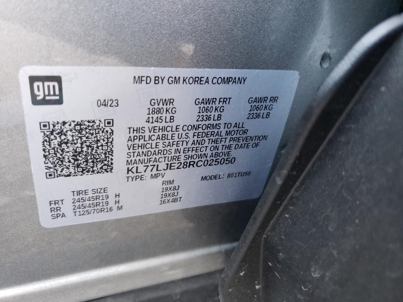 2024 Chevrolet Trax 2Rs VIN: KL77LJE28RC025050 Lot: 65080034