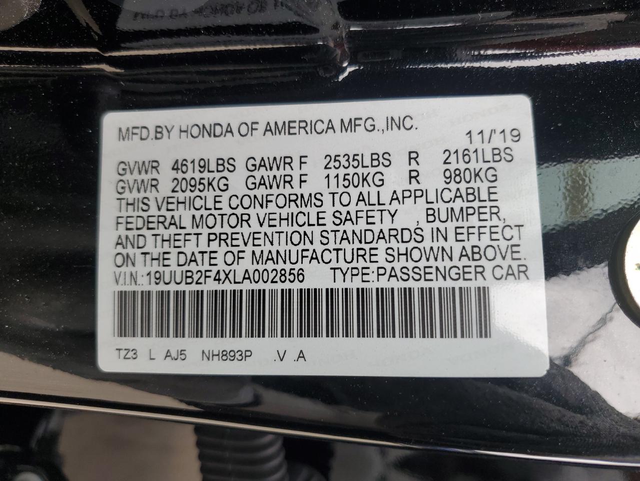 2020 Acura Tlx Technology VIN: 19UUB2F4XLA002856 Lot: 63069624