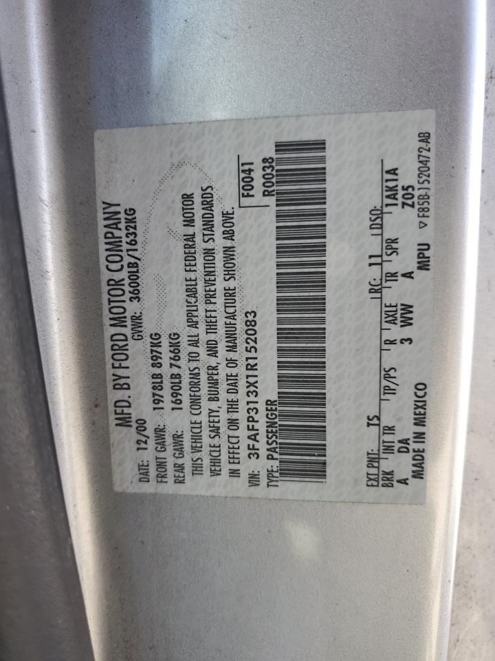 3FAFP313X1R152083 2001 Ford Focus Zx3