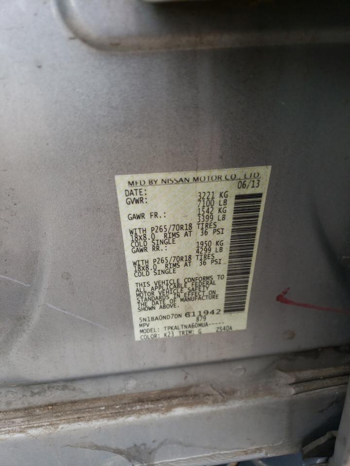 2013 Nissan Armada Sv VIN: 5N1BA0ND7DN611942 Lot: 64099574