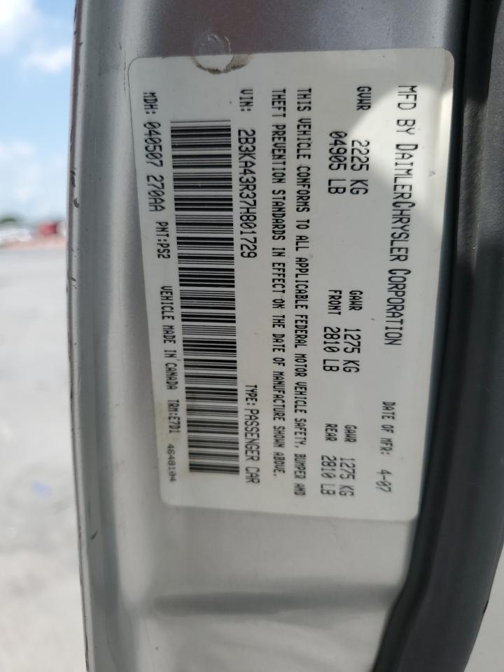 2007 Dodge Charger Se VIN: 2B3KA43R37H801729 Lot: 63998974