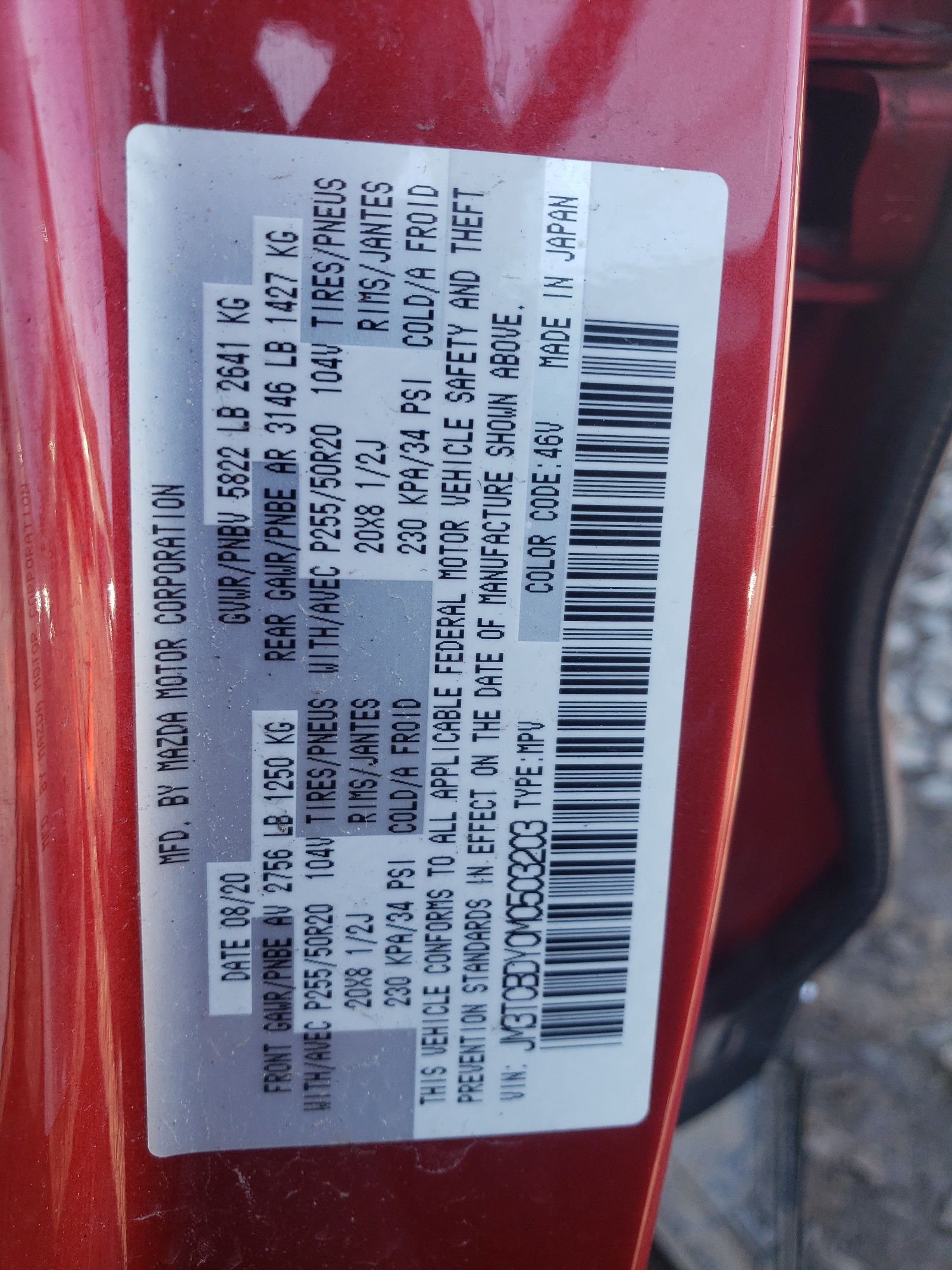 JM3TCBDY0M0503203 2021 Mazda Cx-9 Grand Touring