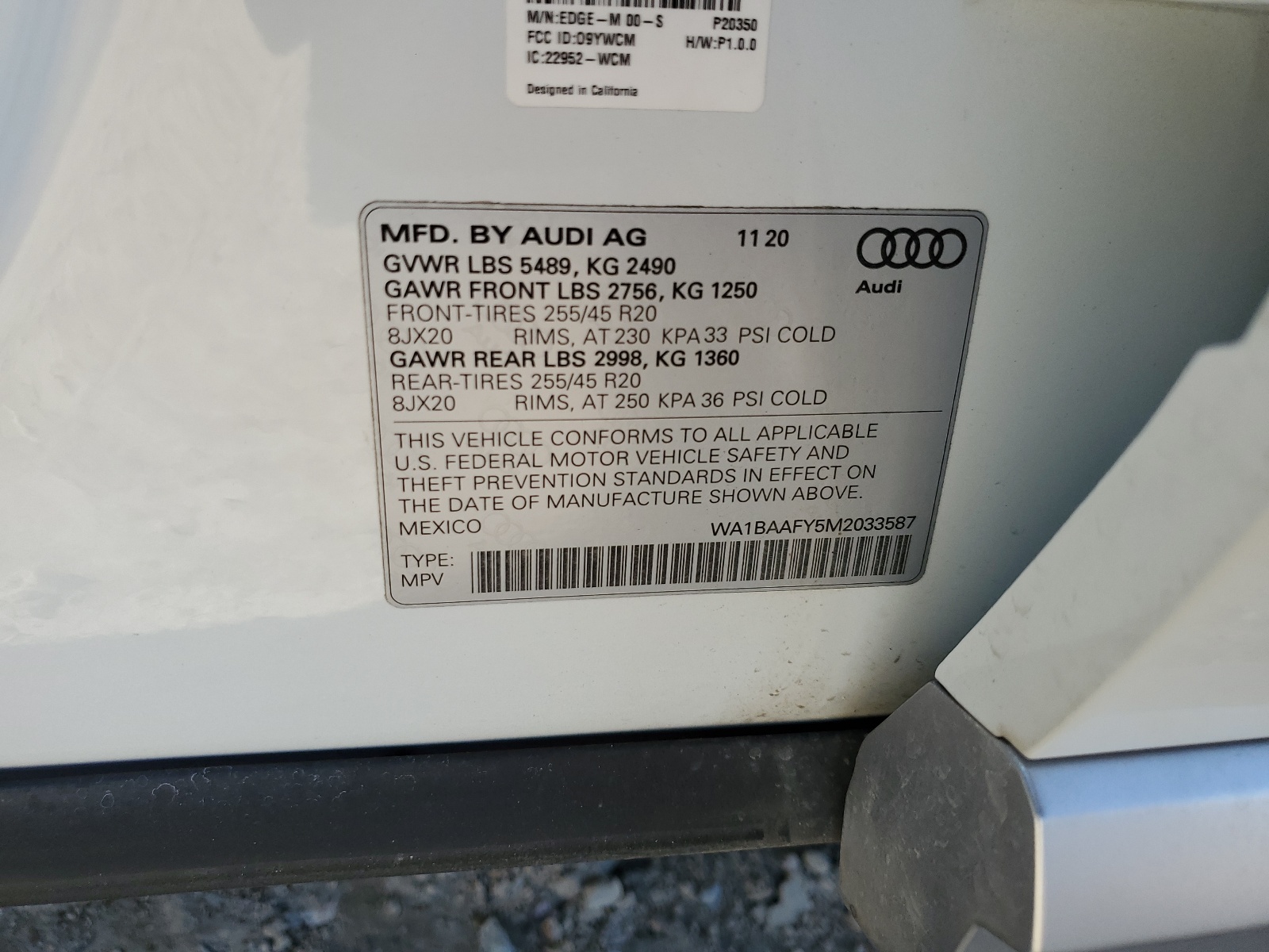 WA1BAAFY5M2033587 2021 Audi Q5 Premium Plus