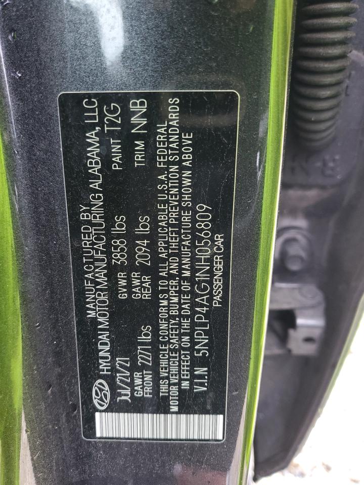 2022 Hyundai Elantra Limited VIN: 5NPLP4AG1NH056809 Lot: 63889054