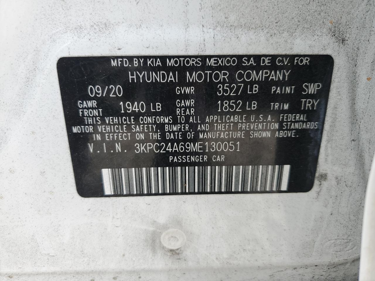 2021 Hyundai Accent Se VIN: 3KPC24A69ME130051 Lot: 61411214