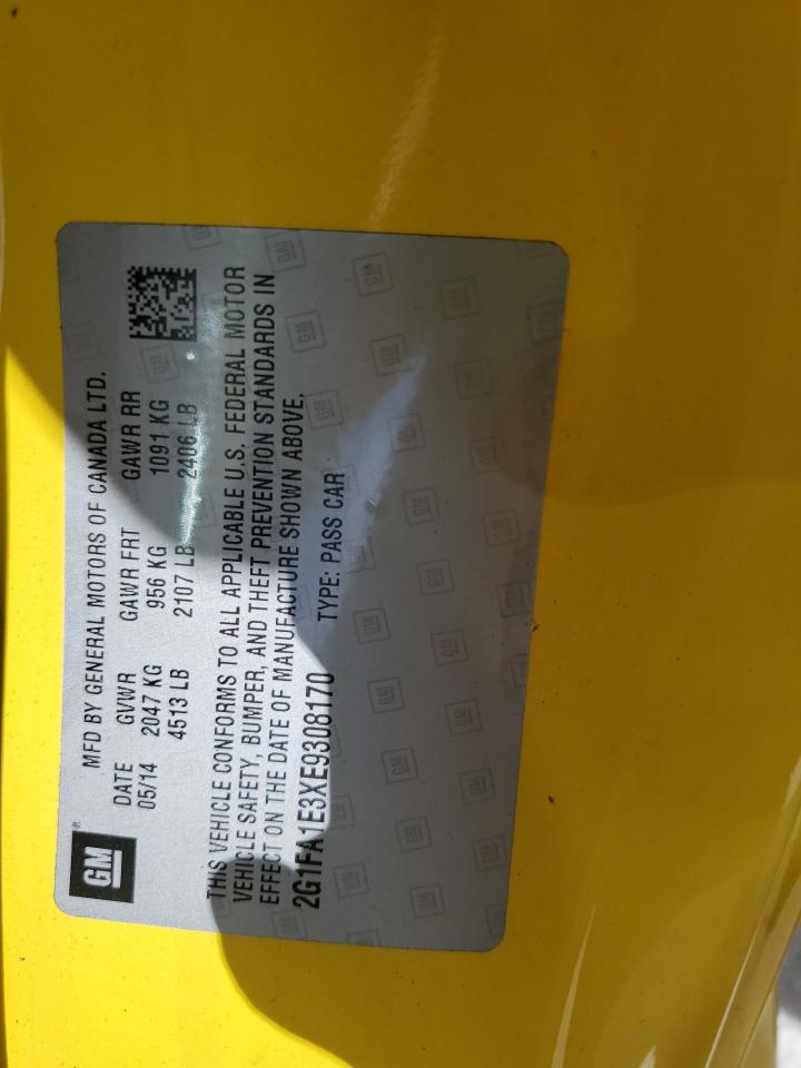 2014 Chevrolet Camaro Ls VIN: 2G1FA1E3XE9308170 Lot: 61539814