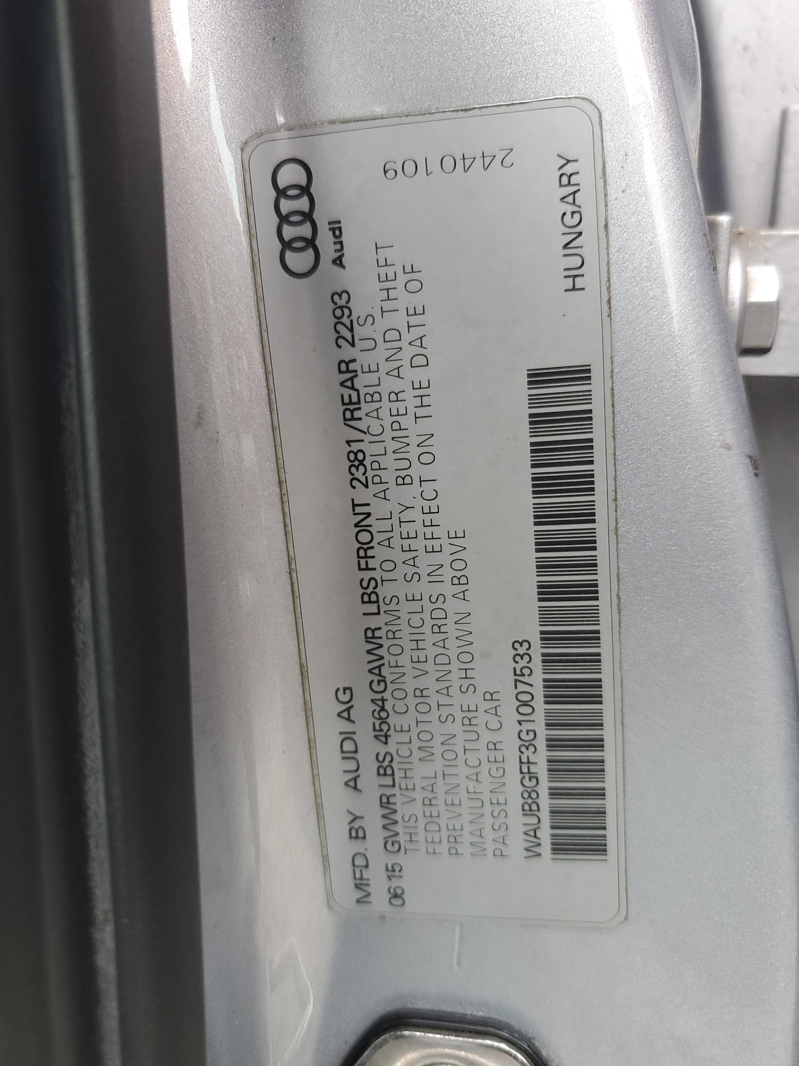 WAUB8GFF3G1007533 2016 Audi A3 Premium