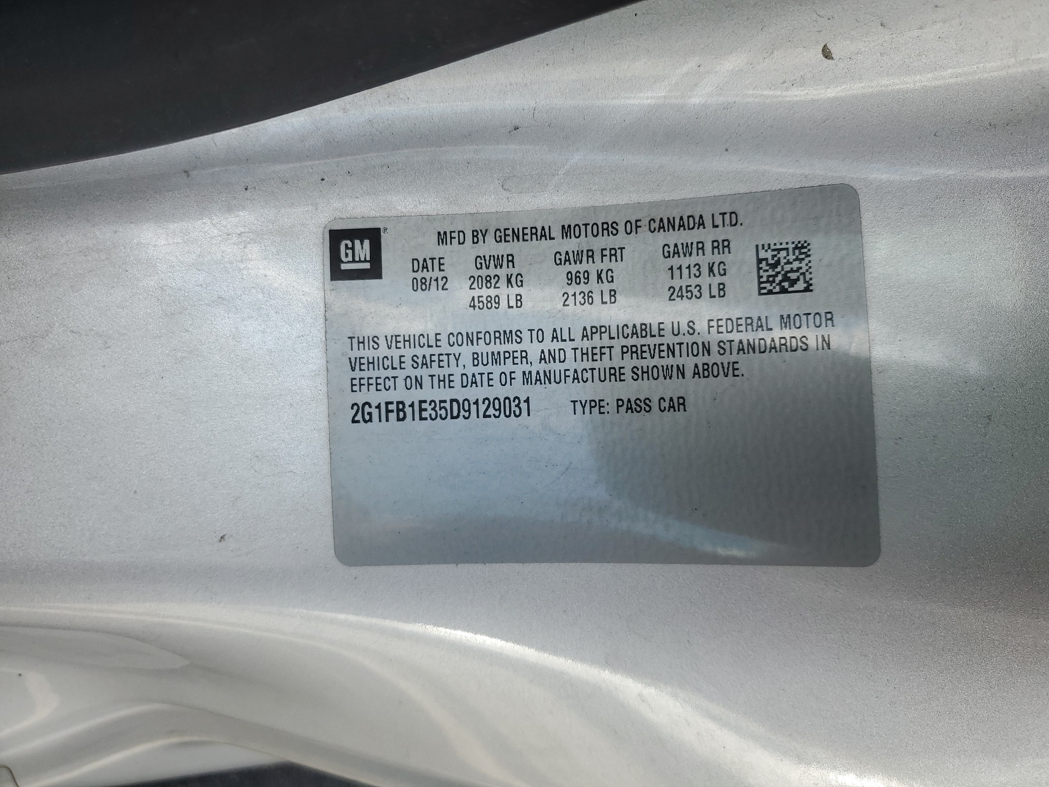 2G1FB1E35D9129031 2013 Chevrolet Camaro Lt