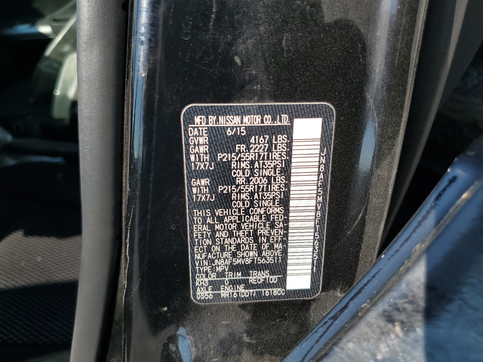 JN8AF5MV8FT563511 2015 Nissan Juke S