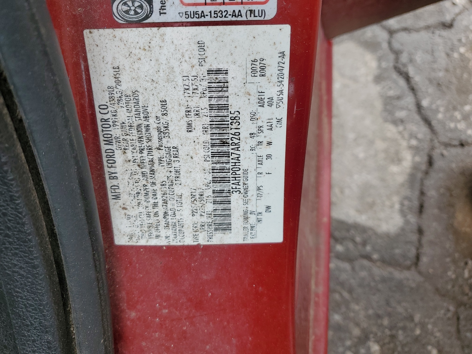 3FAHP0HA7AR261385 2010 Ford Fusion Se