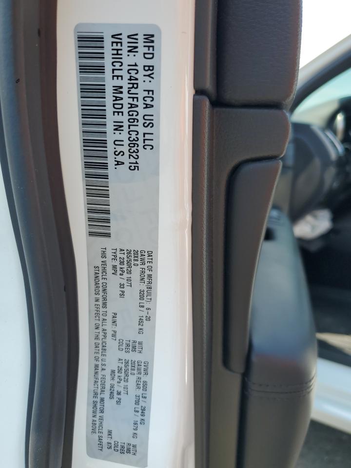 2020 Jeep Grand Cherokee Laredo VIN: 1C4RJFAG6LC363215 Lot: 63066774