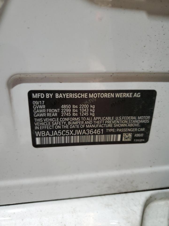 2018 BMW 530 I VIN: WBAJA5C5XJWA36461 Lot: 61172834