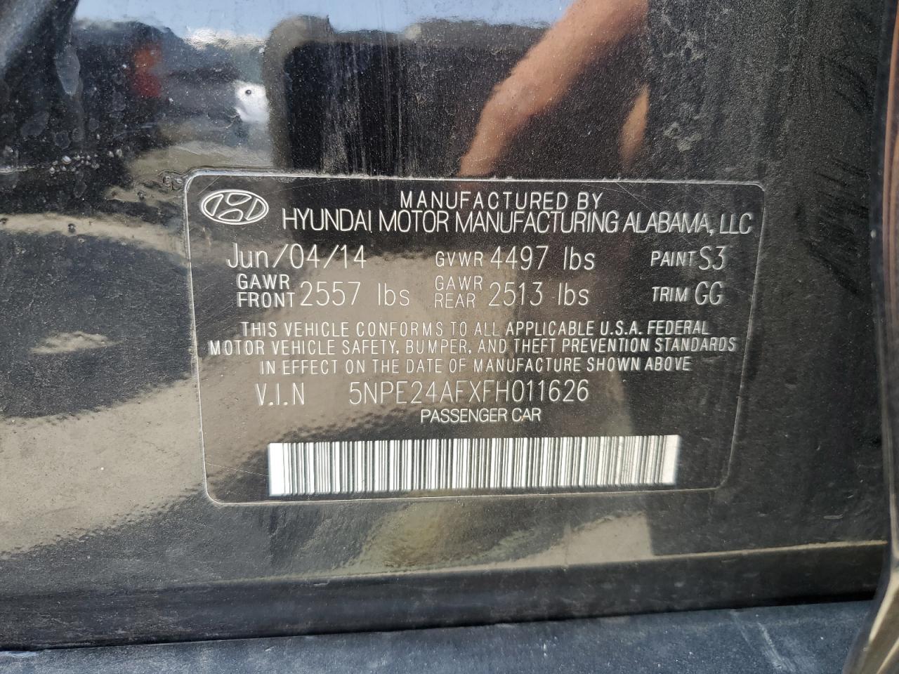 2015 Hyundai Sonata Se VIN: 5NPE24AFXFH011626 Lot: 64395774