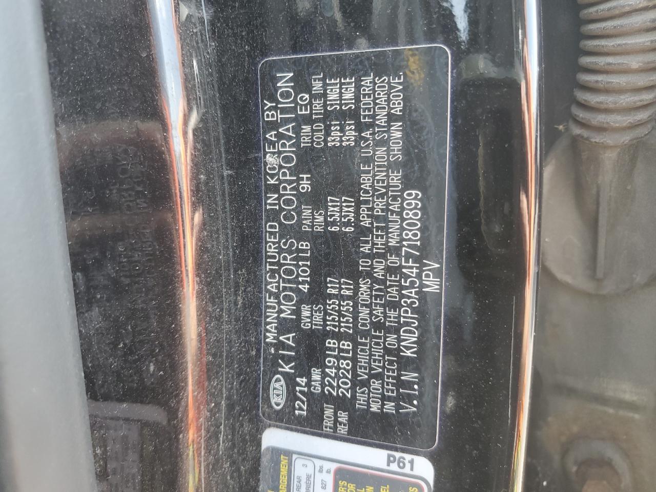 2015 Kia Soul + VIN: KNDJP3A54F7180899 Lot: 64819394