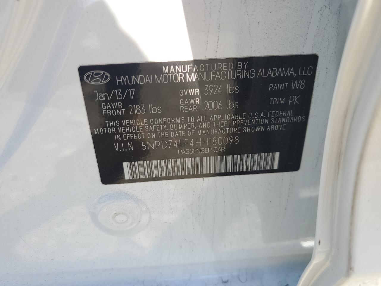 2017 Hyundai Elantra Se VIN: 5NPD74LF4HH180098 Lot: 62708784