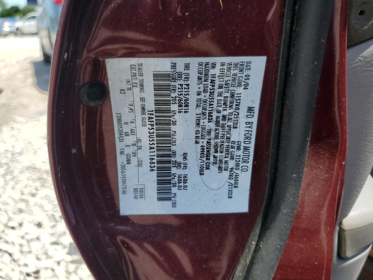 1FAFP53U55A116836 2005 Ford Taurus Se