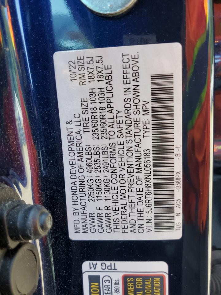 2022 Honda Cr-V Exl VIN: 5J6RT6H8XNL056183 Lot: 62498134