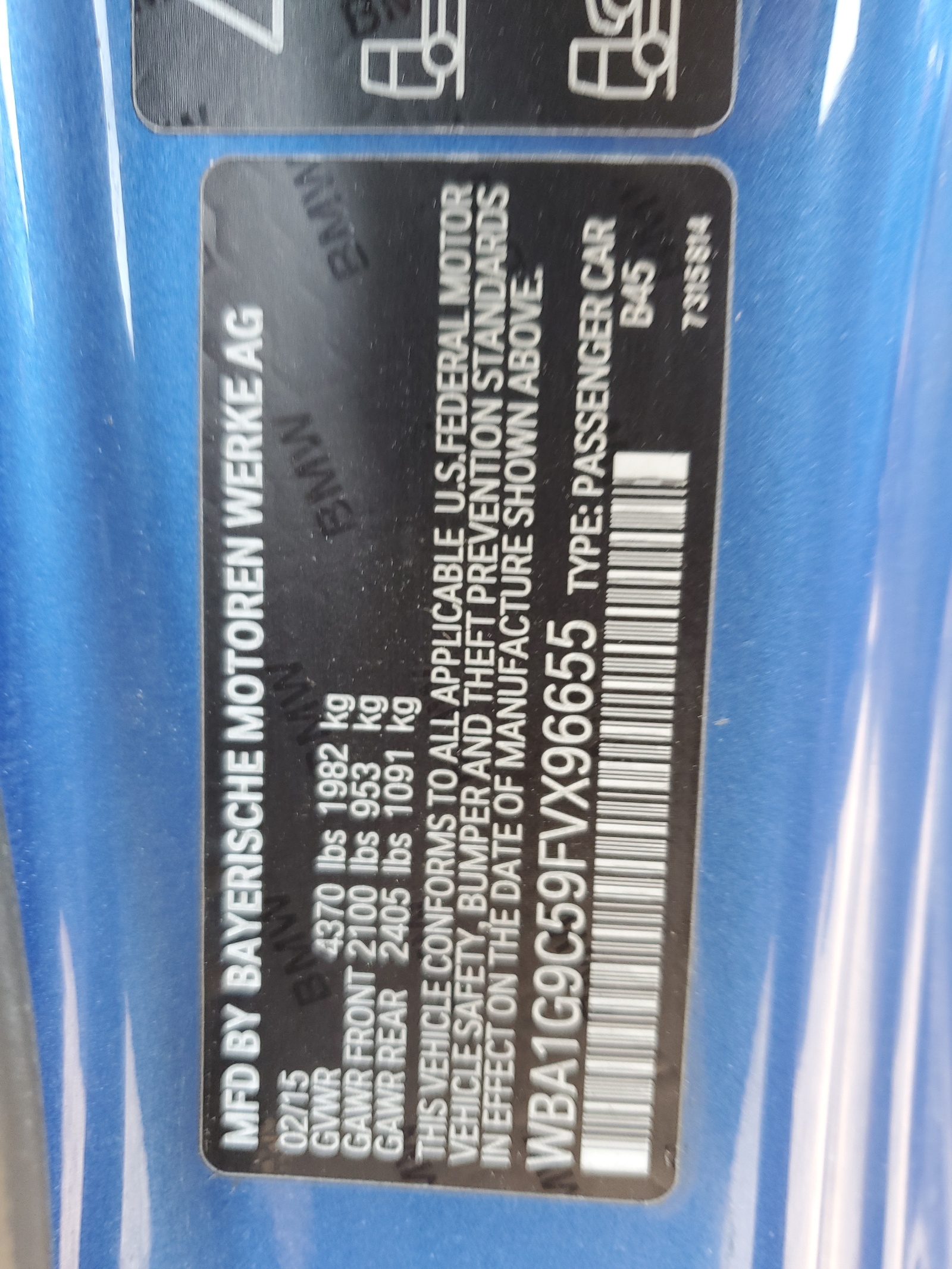 WBA1G9C59FVX96655 2015 BMW 228 Xi Sulev