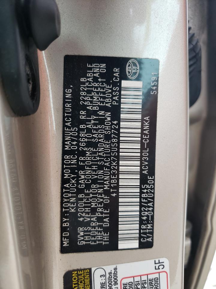 2005 Toyota Camry Le VIN: 4T1BE32K75U587724 Lot: 64007184