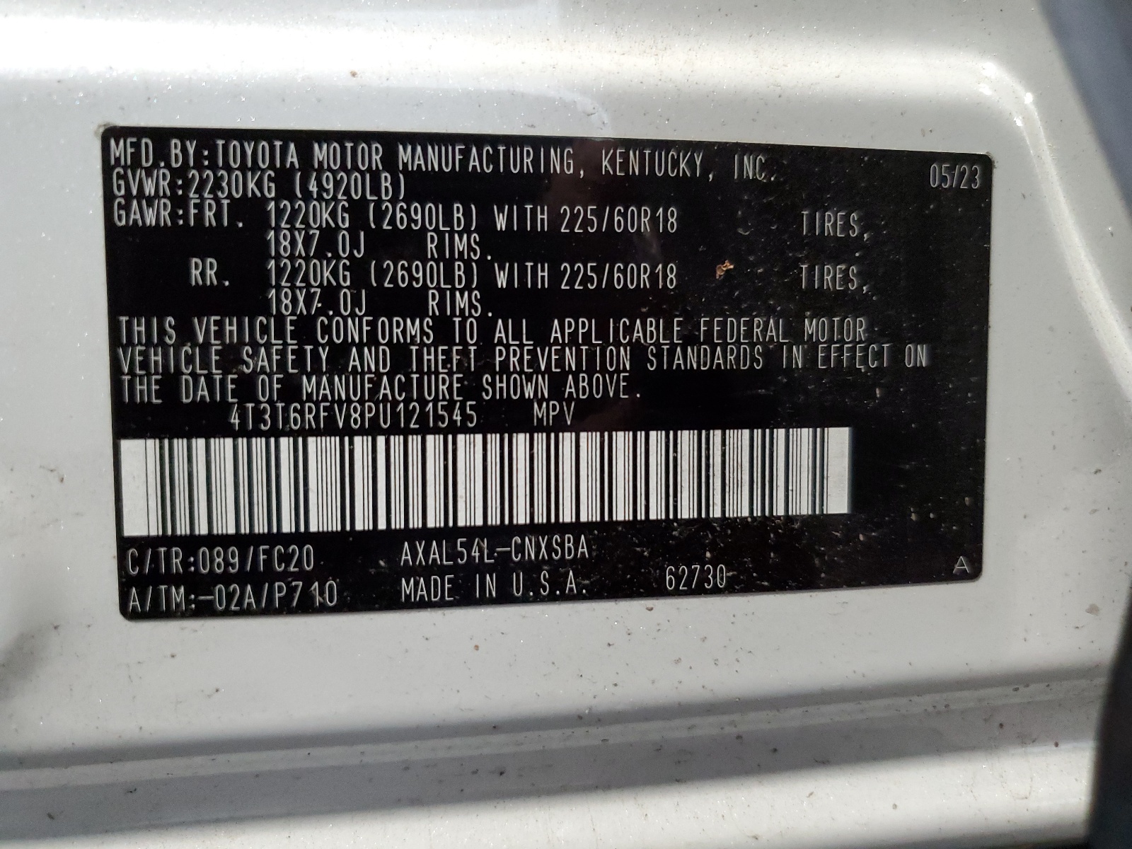 4T3T6RFV8PU121545 2023 Toyota Rav4 Se