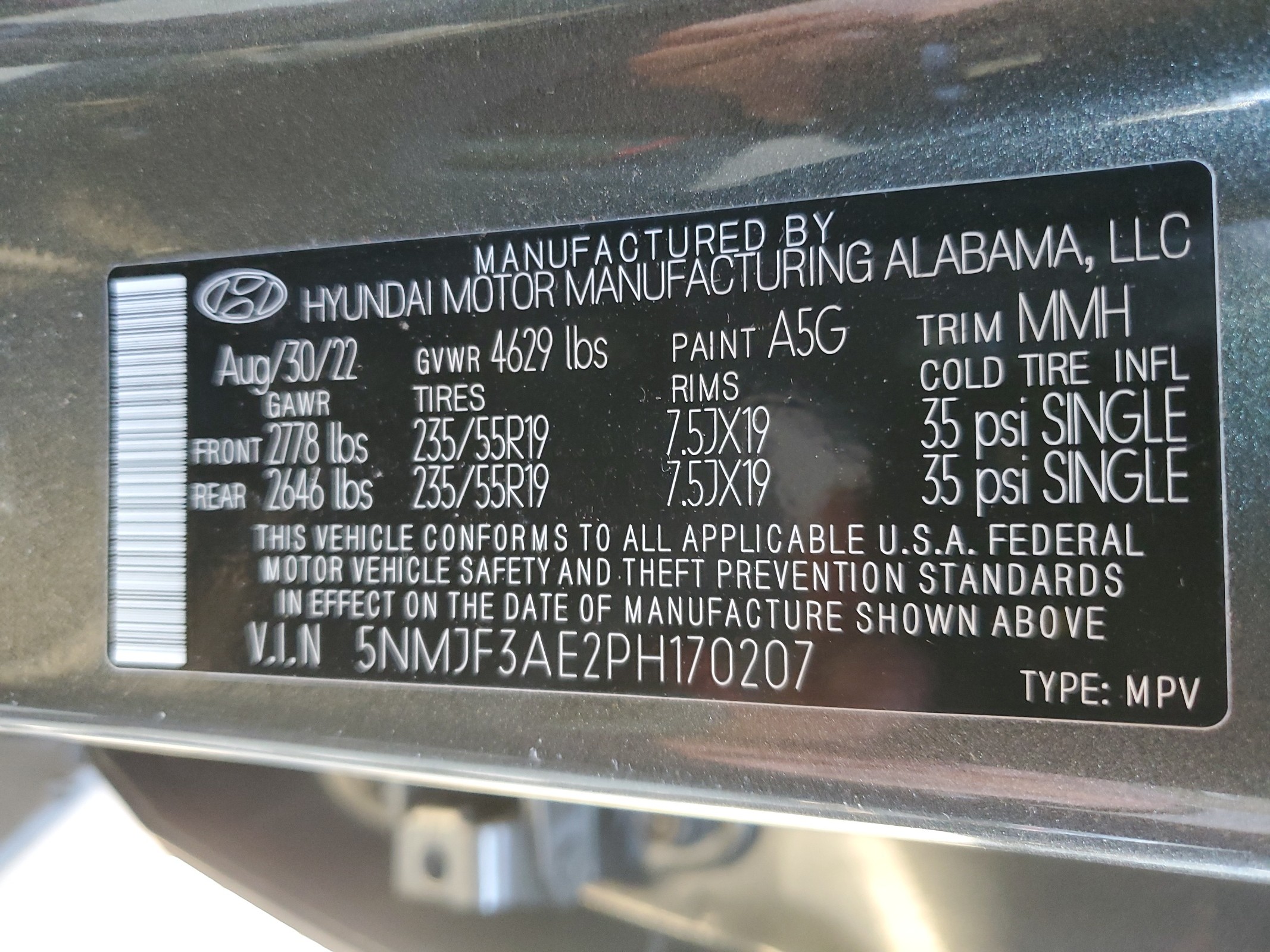 5NMJF3AE2PH170207 2023 Hyundai Tucson Sel