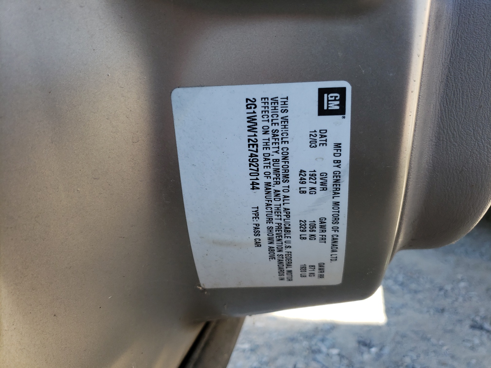 2G1WW12E749270144 2004 Chevrolet Monte Carlo Ls