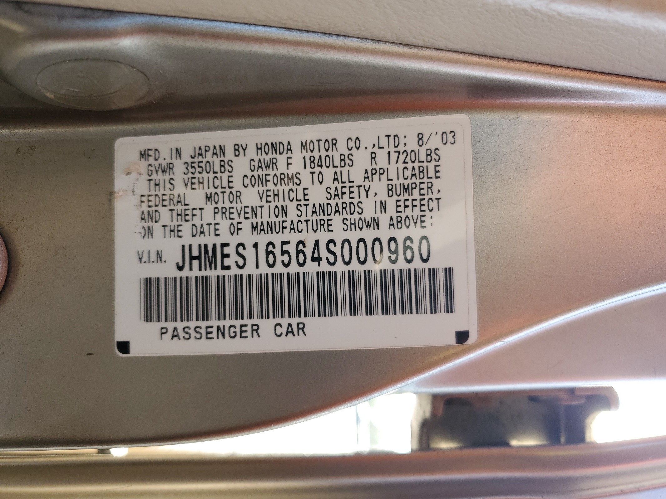 JHMES16564S000960 2004 Honda Civic Lx