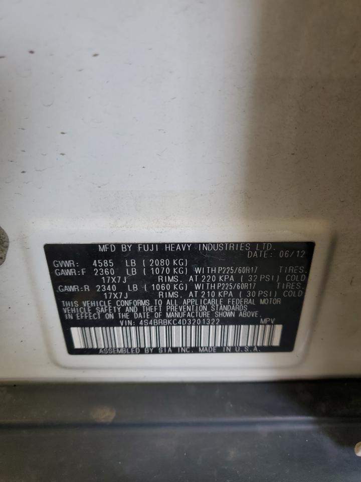 2013 Subaru Outback 2.5I Limited VIN: 4S4BRBKC4D3201322 Lot: 62661964