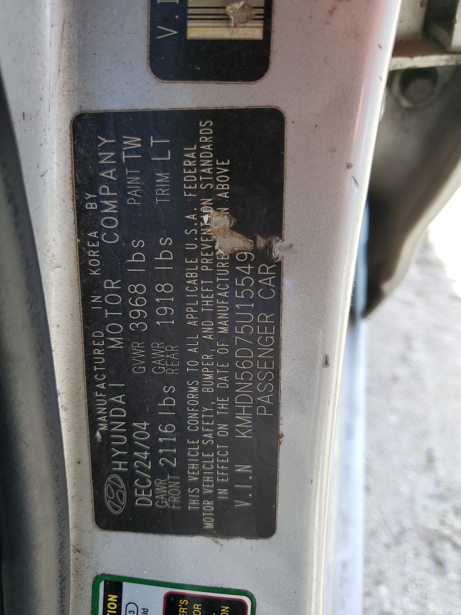 KMHDN56D75U155490 2005 Hyundai Elantra Gls