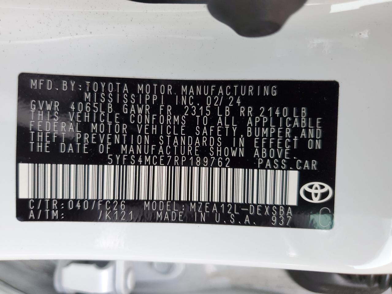 5YFS4MCE7RP189762 2024 TOYOTA COROLLA - Image 14