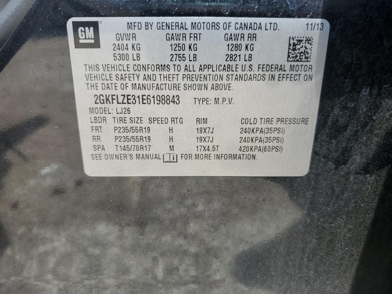 2014 GMC Terrain Denali VIN: 2GKFLZE31E6198843 Lot: 62869404