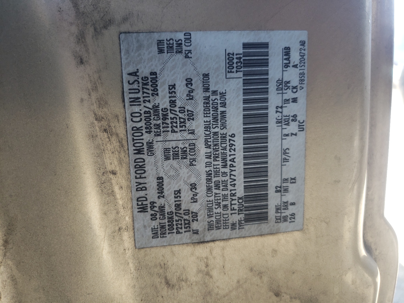 1FTYR14V7YPA12976 2000 Ford Ranger Super Cab