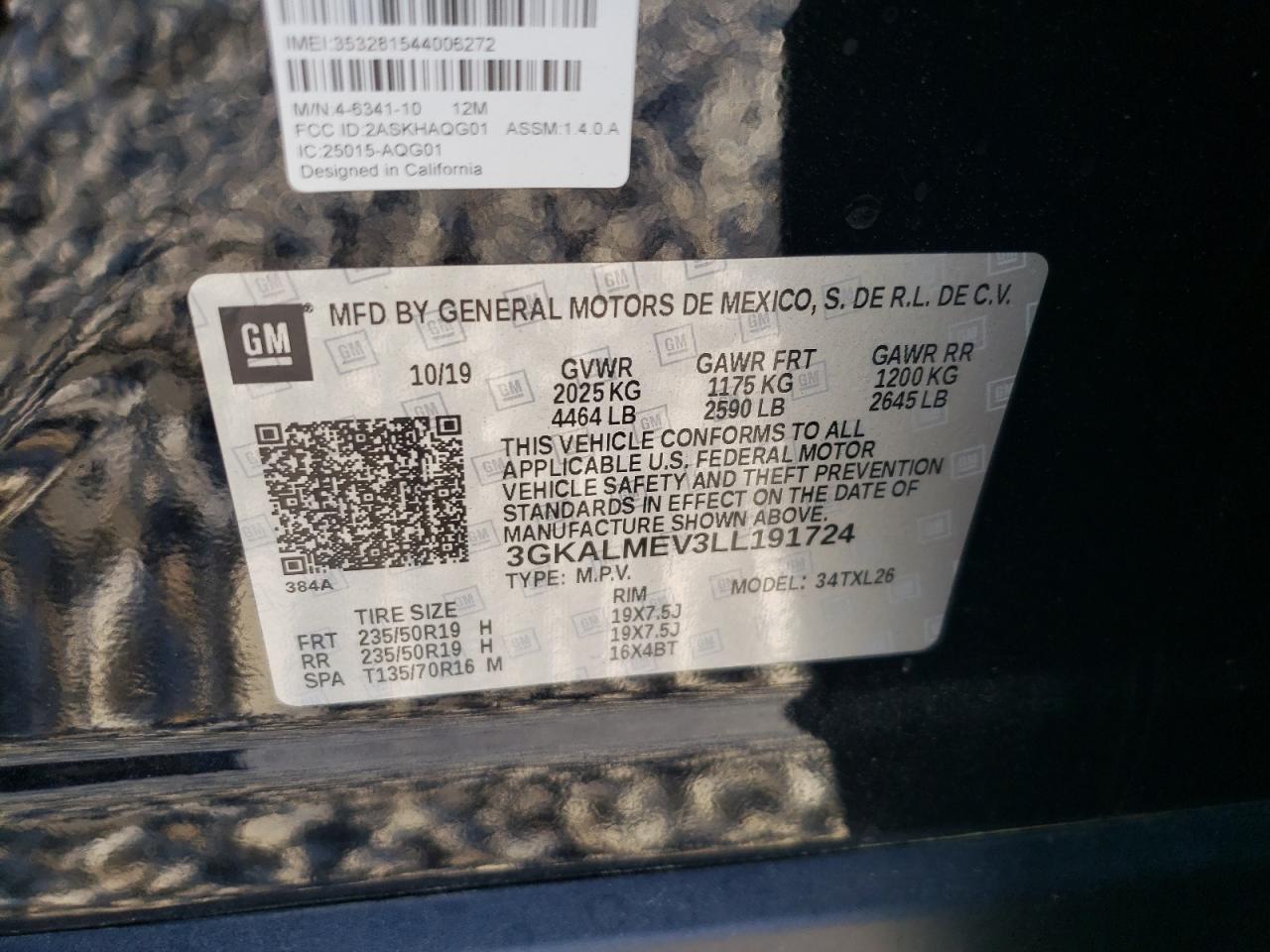 2020 GMC Terrain Sle VIN: 3GKALMEV3LL191724 Lot: 63078644