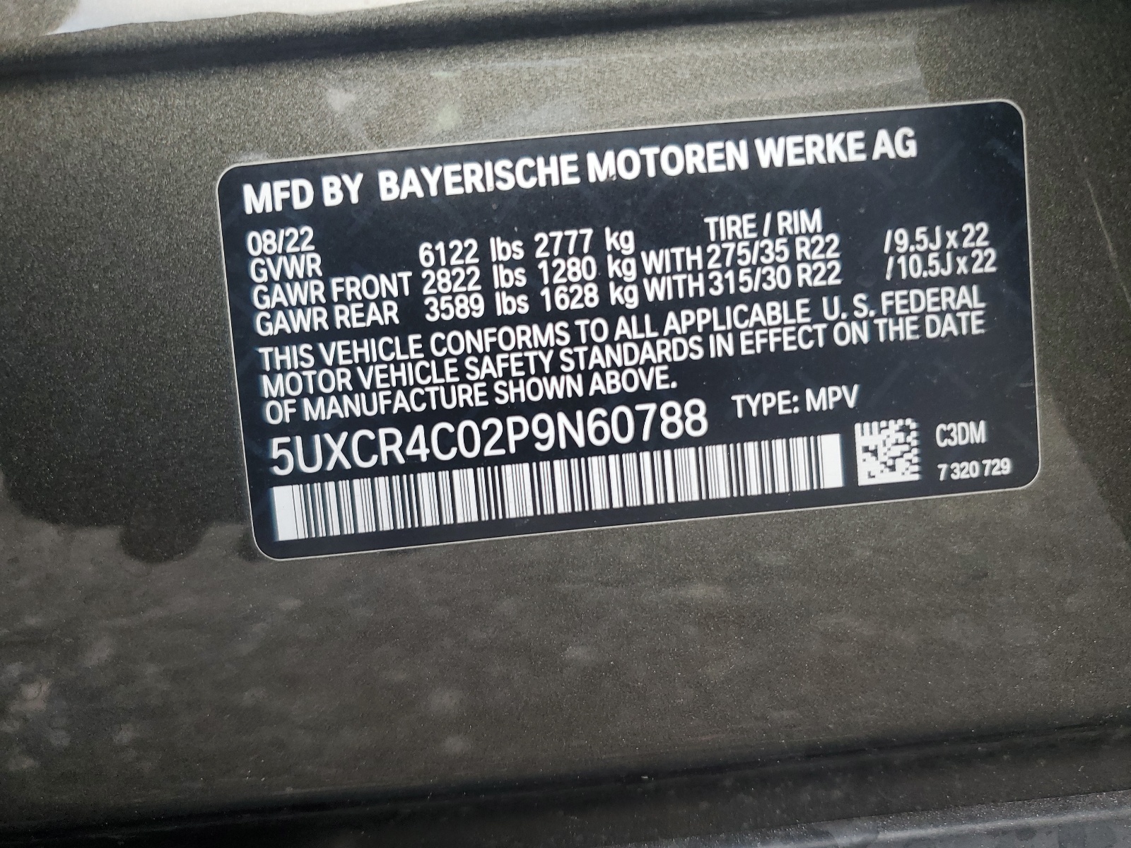 5UXCR4C02P9N60788 2023 BMW X5 Sdrive 40I