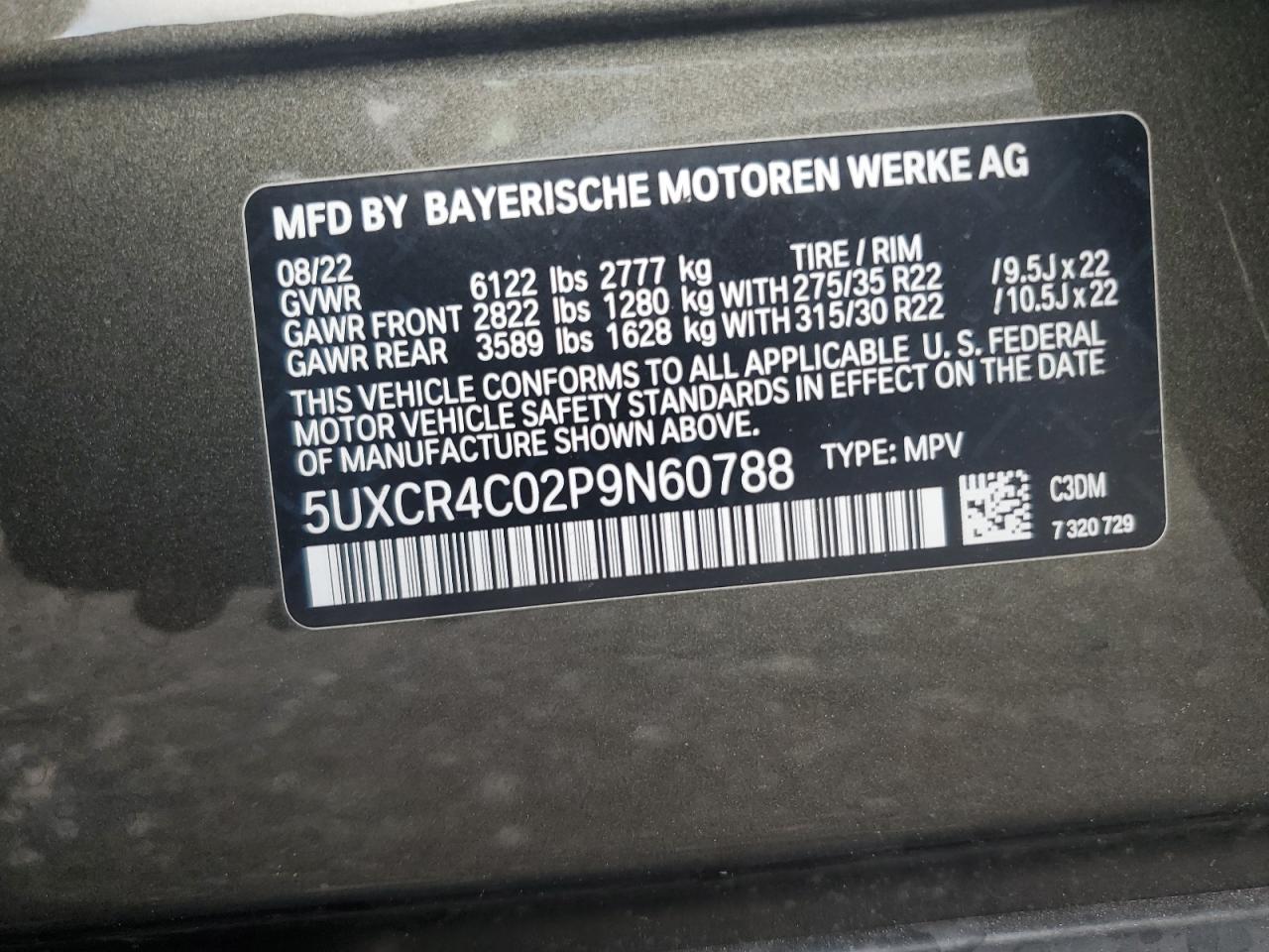2023 BMW X5 Sdrive 40I VIN: 5UXCR4C02P9N60788 Lot: 62212404
