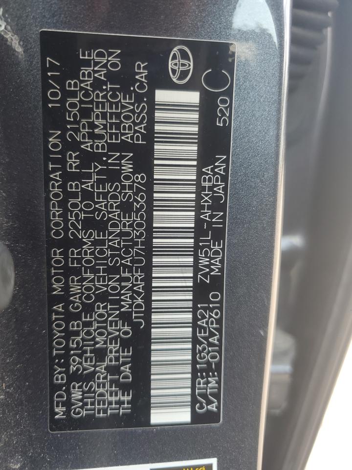 2017 Toyota Prius VIN: JTDKARFU7H3053678 Lot: 64795554