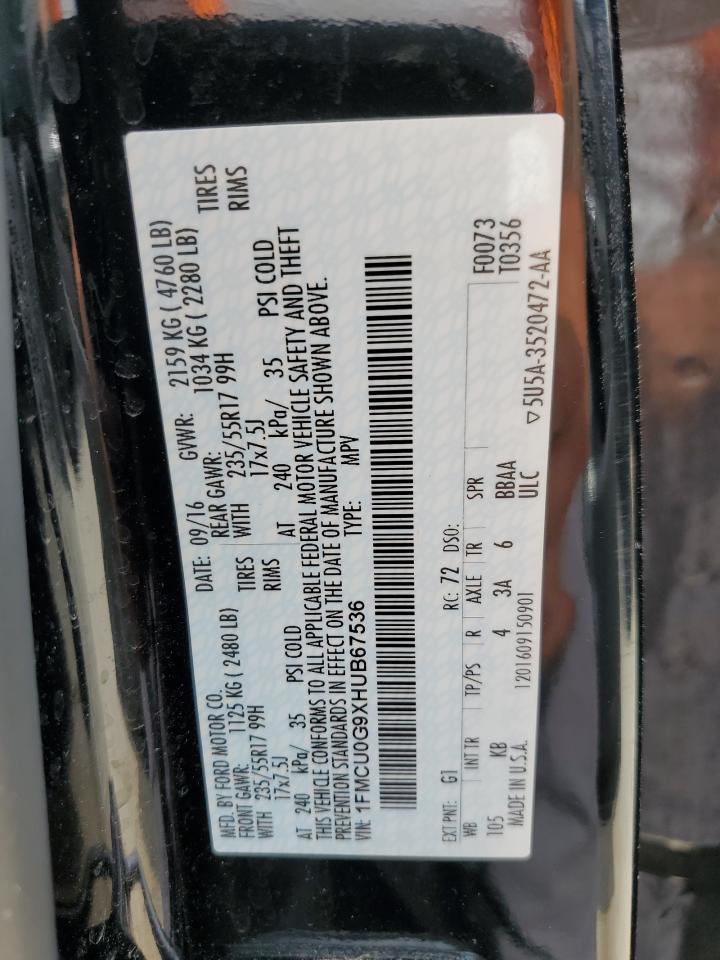 2017 Ford Escape Se VIN: 1FMCU0G9XHUB67536 Lot: 63563294