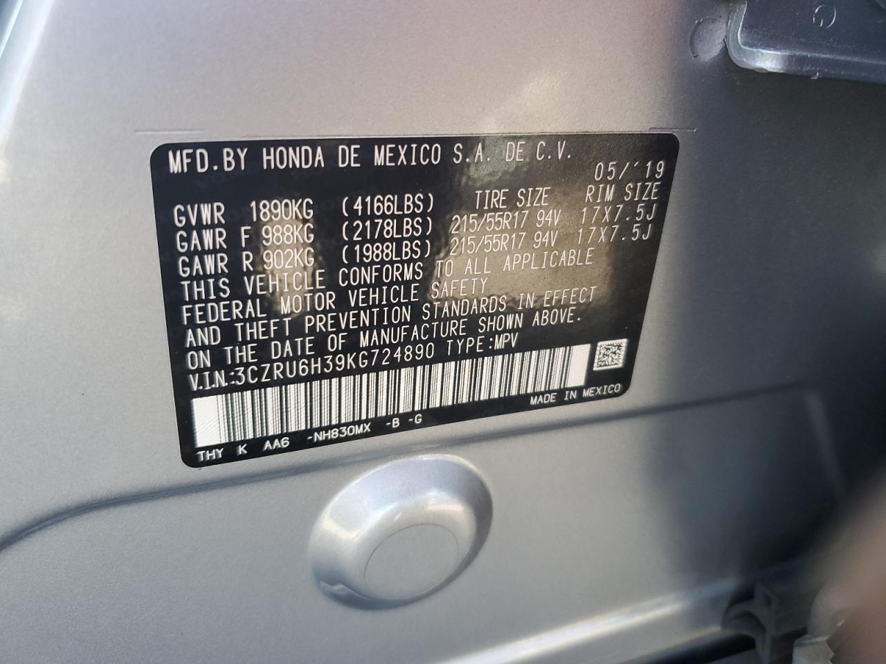 3CZRU6H39KG724890 2019 Honda Hr-V Lx