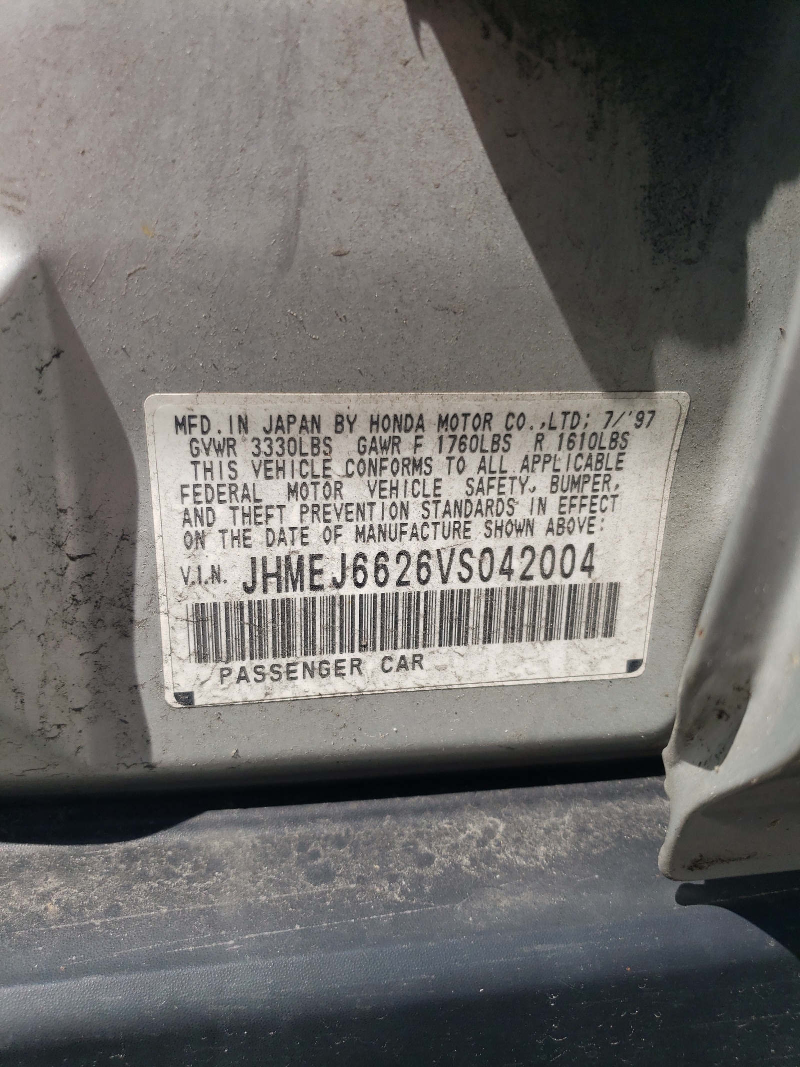 JHMEJ6626VS042004 1998 Honda Civic Dx