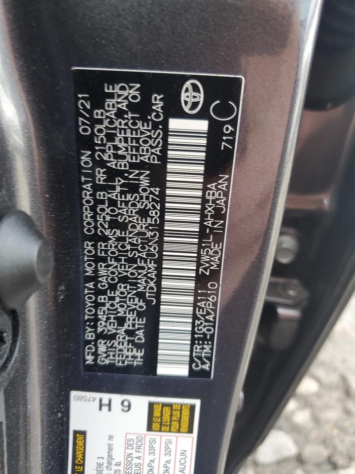 2022 Toyota Prius Night Shade VIN: JTDKAMFU6N3158274 Lot: 64258574