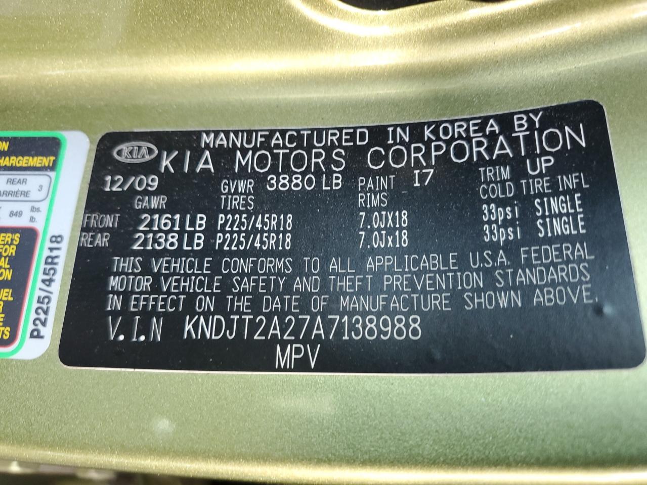 KNDJT2A27A7138988 2010 Kia Soul +