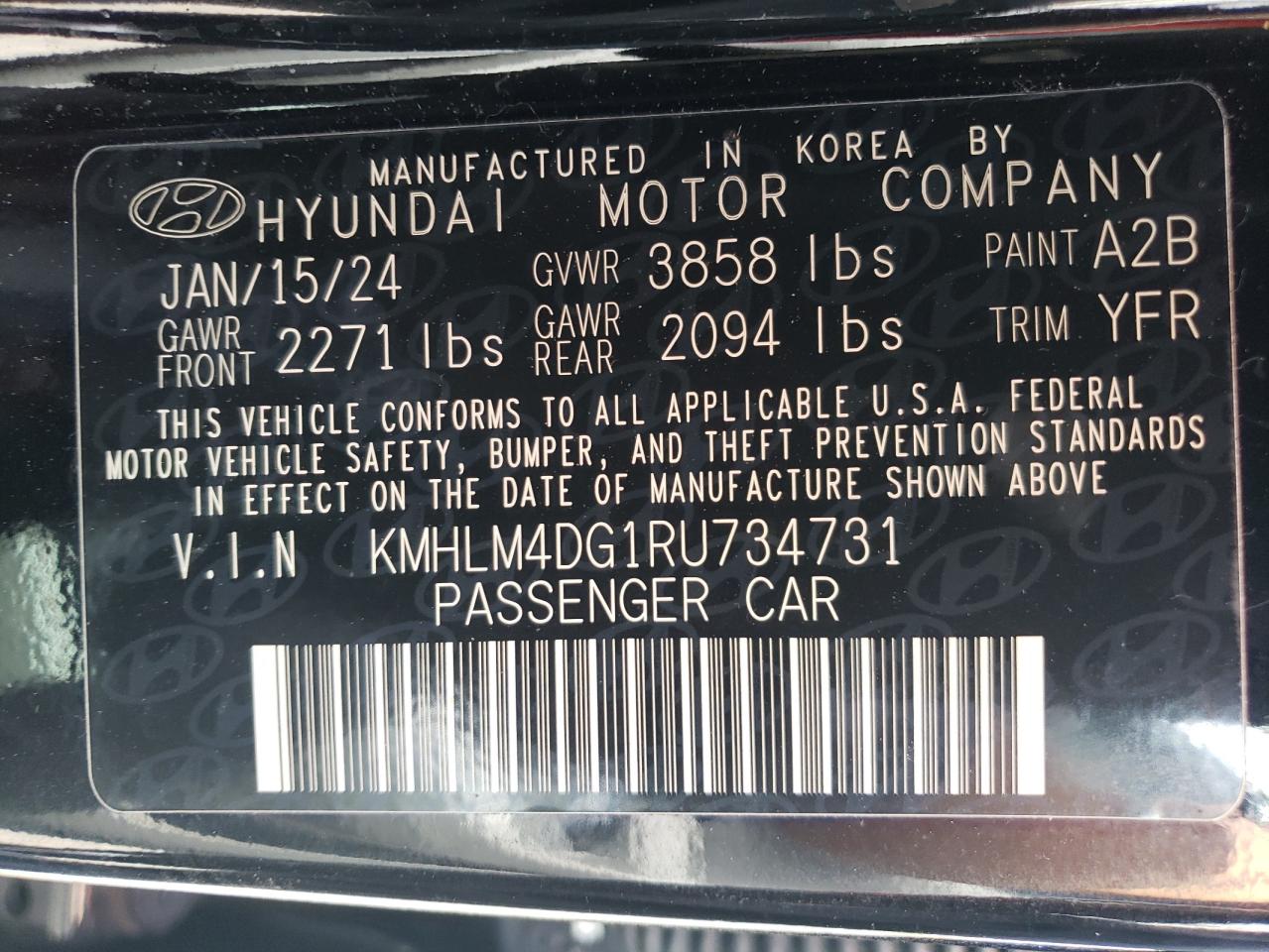 KMHLM4DG1RU734731 Hyundai Elantra SE 14