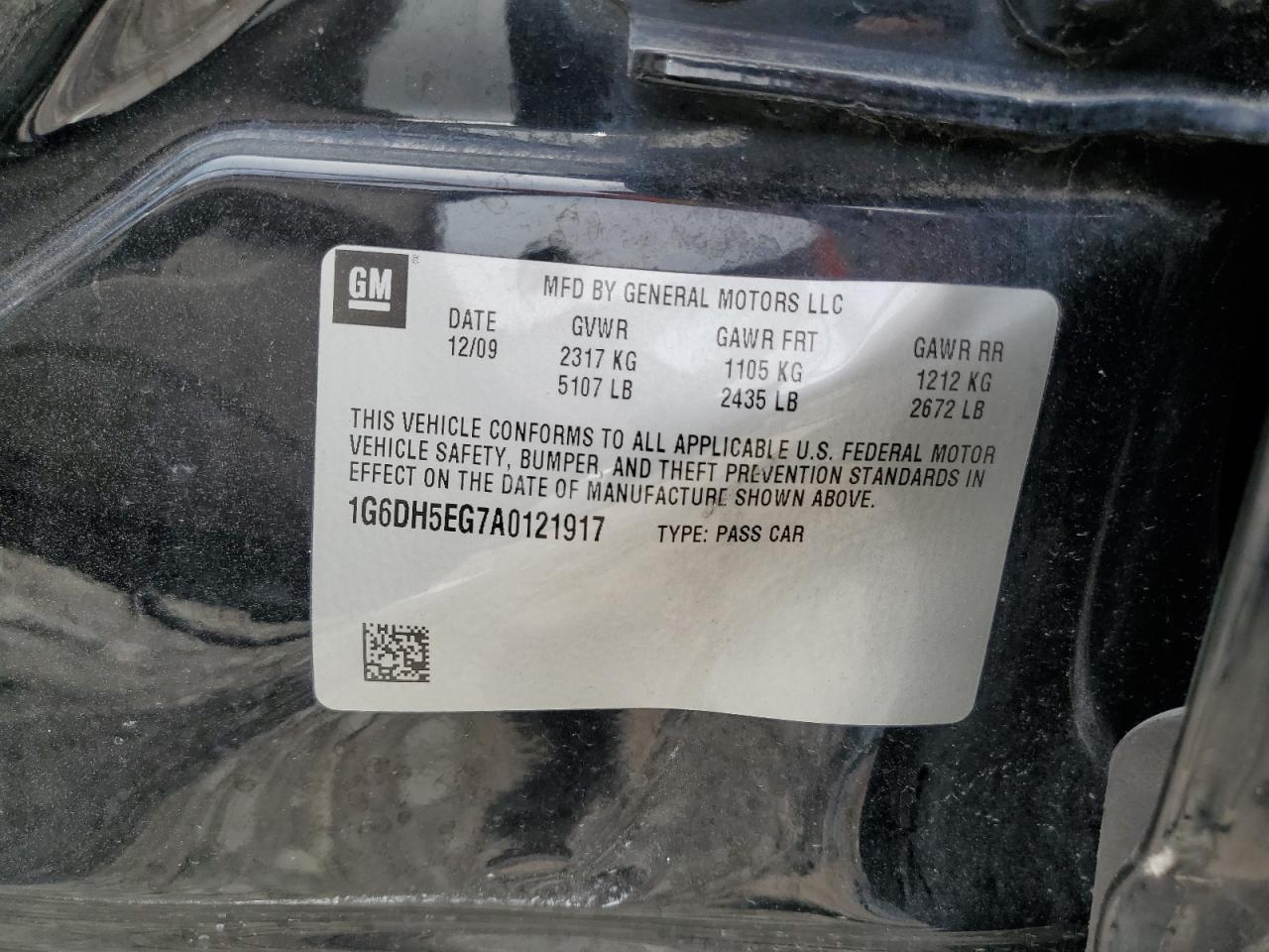 2010 Cadillac Cts Luxury Collection VIN: 1G6DH5EG7A0121917 Lot: 61027554