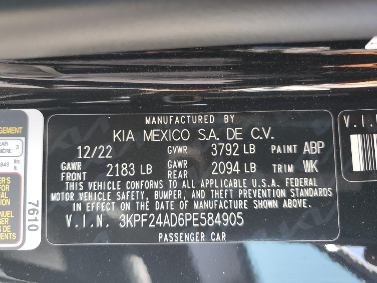 3KPF24AD6PE584905 2023 Kia Forte Lx