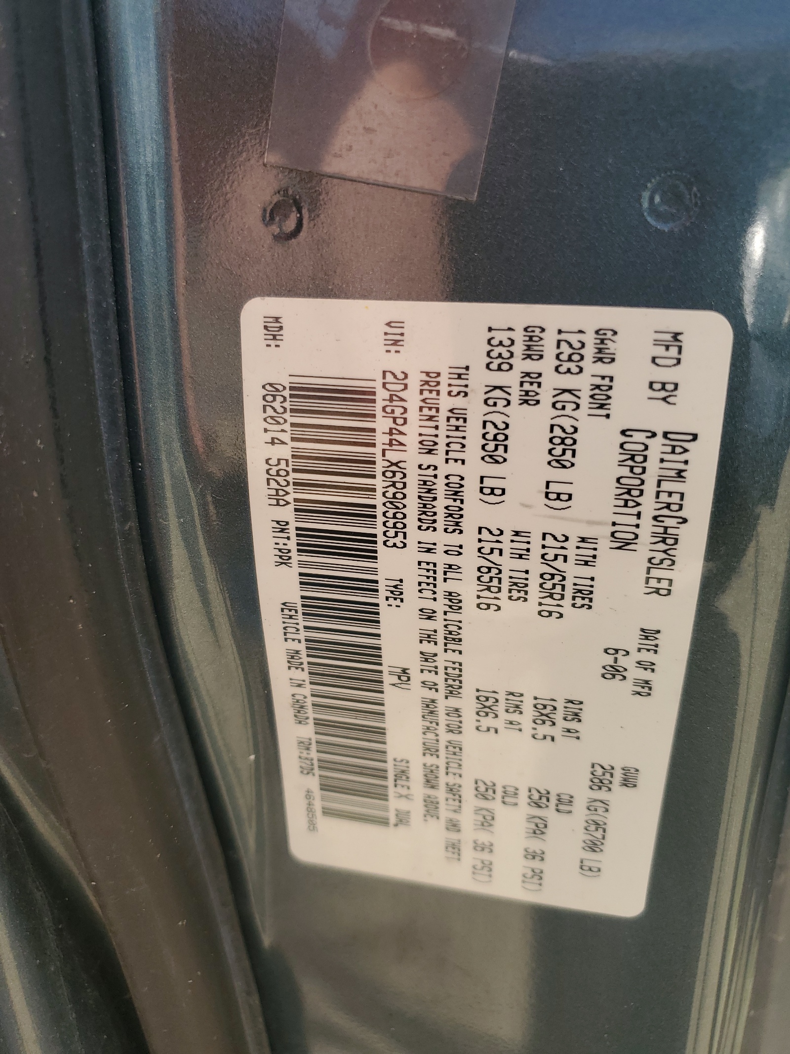 2D4GP44LX6R909953 2006 Dodge Grand Caravan Sxt